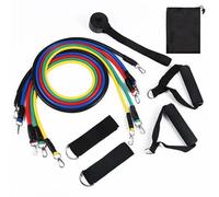 11PC Resistance Bands Set - Exercise Tubes with Handles, Ankle Straps & Door Anchor for Fitness, CrossFit, Yoga & Home Workouts (Pack of 11)