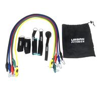 11pc Resistance Tube Band Kit - Home Workout Set - Curl Press Squat Strength