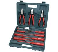 11Pc Screwdriver Plier Set - Voltage Tester, Slotted Phillips. Long Nose Tool | with Carry Case, Hand Tools Kit | Electricians, Organised Tool Box, Strong & Durable | Test Volt