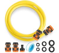 11pc Short Hose Pipe Connector Set with PTFE Plumbers Tape - Garden Hose Connector Set with Short Pipe Hosepipe Fittings Washers and Anti Leak Tape for Connecting Outside Tap to Hosepipe Reel (2.5m)