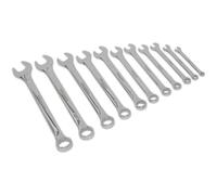 11pc Slim Handled Combination Spanner Set - 12 Point Imperial Ring Open End Head