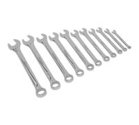 11pc Slim Handled Combination Spanner Set - 12 Point Imperial Ring Open End Head