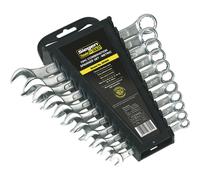 11pc Slim Handled Combination Spanner Set -12 Point Metric Ring Open Head Wrench
