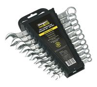 11pc Slim Handled Combination Spanner Set -12 Point Metric Ring Open Head Wrench