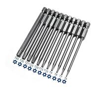 11Pcs 100mm Star Security Screwdriver Bit Set, T6-T40 Magnetic Bits, 1/4 Inch Hex Shank S2 Steel Impact Driver Bits
