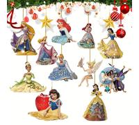 (11pcs) 11 PCS Acrylic Princess Christmas Ornaments Set - Snow White and Rapunzel Designs