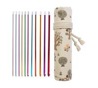11Pcs 27cm Long Afghan Crochet Hook Needle 2mm-8mm Aluminum Knitting Needle Ergonomic Handle for Sweater Scarf Blanket Colorful Ergonomic Knitting