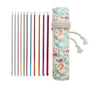 11Pcs 27cm Long Afghan Crochet Hook Needle 2mm-8mm Aluminum Knitting Needle Ergonomic Handle for Sweater Scarf Blanket Colorful Ergonomic Knitting