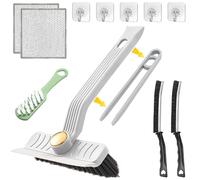 11PCS 360° Multi-Function Rotating Crevice Cleaning Brush, 4-in-1 Cleaning Brush, Slit Cleaning Brush, Groove Cleaning Brush, Hard Bristle Bursh, Household Cleaning Tool for Kitchen Bathroom (White)