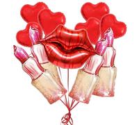 11Pcs 38inch Lipstick Balloon/27.6inch Lip Balloon /18inch Red Heart Balloons/Valentine's Day/Wedding/Bridal Shower/Spa Party/Bachelor Party Decoration/Spa Party Supplies for Girls