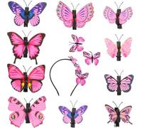 11pcs 3d Butterflies Hair Clip Set for Headband and Hair Halloween Season | Plastic and Cloth Finish, Lightweight Eye-catching Design, Stage Performances, Engagement Parties, Christmas Random Style