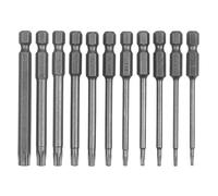 11PCS 75mm S2 Steel Torx Head Screwdriver Security Torx Bit Drill Set 1/4 Inch Hex Shank T6 T7 T8 T9 T10 T15 T20 T25 T27 T30 T40 3 Inch Length