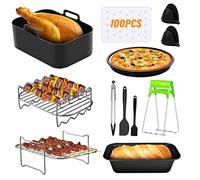 11Pcs Air Fryer Accessories, Double Basket Airfryer Accessory, Multi-Purpose Air Fryer Accessories with Air Fryer Line, Pizza Pan, Gloves Compatiable for Ninja Foodi Accessories (S-1)