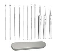 11PCS Blackhead Remover Tool Kit,Professional Stainless Steel Comedone Extractor and Ingrown Hair Tweezers Set for Face Pores - Spot Popping Kit and Pimple Popping Kit for Home or Salon Use
