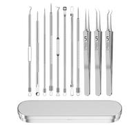11PCS Blackhead Remover Tool, Pimple Popper Tools Kit, Precision Tweezers for Facial Hair Women, Extraction Tools for Face Nose
