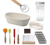 11Pcs Bread Proofing Basket Set, Oval Sourdough Proving Basket, 100% Natural Rattan, Sourdough Bread Making Kit with Cloth Liner