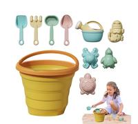 11PCS Bucket And Spade Beach Set Kids, 20x20cm Foldable Spade Kids, Including 4 Sand Shovels, 1 Bucket, 1 Pot, 5 Molds, Compressible Storage, For A Variety Of Beach And Outdoor Games