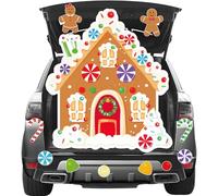 11Pcs Christmas Trunk or Treat Car Decorations Kit, Christmas Gingerbread House Decor Winter Candyland Trunk or Treat Decorations Backdrop, Xmas Trunk or Treat Decors for Garage Door SUV Supplies