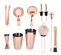 11PCS Cocktail Shaker Set, Bartender Kit with Stainless Steel Cocktail Strainer, Airtight Barware for Home Party, Includes for Mojitos Margaritas and Martinis (Rose Gold)