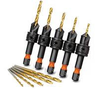 11pcs Countersink Drill Bits#4, #6, #8, #10, #12, Titanium Coated 1/4 Inch Hex Shank, Adjustable Depth Pilot Hole Drill Bits, Countersink Drill Bit for Wood