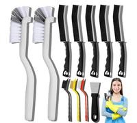 11PCS Crevice Brushes | Hard Bristle Crevice Cleaning Brush | Cleaning Brush for Grout Lines, Window Tracks, Sink Edges | Angled Brushes | Wire Crevice Brushes | Kitchen Scrub Brush