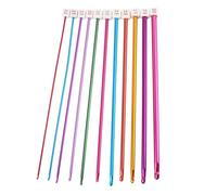 11Pcs Crochet Hook Set, 27cm Coloured Knitting Needles Set, Aluminum Knit Needle Weaving Tools for Beginners, 2mm-8mm