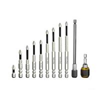 11Pcs Cross Screwdriver Bit Set, 11-piece Cross Screwdriver Bit Set, Cross Magnetic Non-slip Double-groove Bits Long Drill Bit Extensions