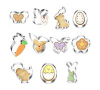 11Pcs Easter Cookie Cutters Set,Stainless Steel Biscuit Cutter for Baking and Easter Party Decoration Gift-Bunny,Eggs,Carrots,Butterflies,Flowers,Chicks,Sweet Hearts