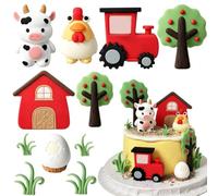 11Pcs Farm Animal Cake Decorations - Farm Cake Toppers Set