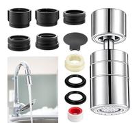 11Pcs Faucet Aerator Kit, Tap Aerator, 360° Rotating Dual-Function Kitchen Tap Spray Head, Splash-Proof Filter Booster Nozzle with Adapters for Vegetable Washing & Sink Cleaning