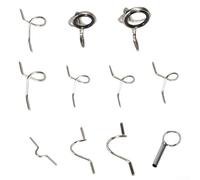 11Pcs Fly Fishing Rod Guides Set, Fishing Tip Repair Kit, Hard Snake Guides And Tip Ring Hook Keeper, DIY Eye Rings For Rod Building Or Repair Black 11Pcs/Box