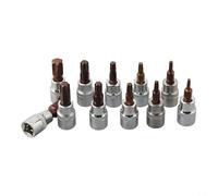 11PCS For Torx Bits Socket Set to T60, Chrome Vanadium Steel, 1/4 and 3/8 Drive, Perfect for Various Hand Tool Applications (SET B)