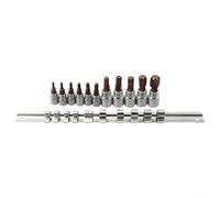 11PCS for TORX Star Socket Bit Set, 3/8 and 1/4 Inch Drive, Hardened Chrome Vanadium Steel, for T10 to T60 Screwdriver Bits for Tools(SET A)