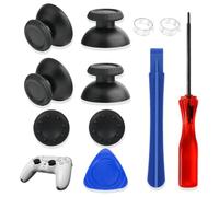11Pcs Game Consoles Analog Joystick Replacement Kit, Black Thumbsticks with Mushroom Cap Design, Includes Tools for Easy Installation, Compatible with Most Official Controllers