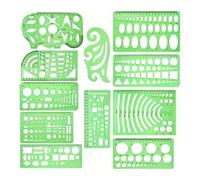 11Pcs Geometric Stencil Geometric Drawing Templates Clear Measuring Templates for Drafting Engineering Drawing Building Engineering Sketching Tool