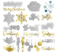 11PCS Glimmer Hot Foil Plate,Merry Christmas,Snowflake,Season's Greetings,Christmas Wishes,Jingle Bells Metal Foil Plate Dies for Card Making Paper Crafts Embossing Scrapbooking Arts Crafts