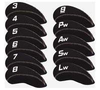 11pcs Golf Club Headcovers Irons Set Club Iron Head Covers Golf Accessoires (Black)