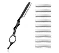 11PCS Hair Cutting Comb Set with Replacement Stainless Blades Black, Hair Styling Razor Comb for Cutting Hair, Professional Hairdressing Trimming Thin Tool for Salon and Home Use Styling Accessories