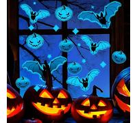 11Pcs Halloween Bats Luminous Stickers Decoration, Glow in The Dark Bat Pumpkin Window Stickers, Big PVC Luminous Wall Stickers for Halloween Decor Indoor Outdoor Yard Spooky Party Decoration Supplies