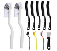 11Pcs Hard Bristle Crevice Cleaning Brush Set - Professional Multi-Angle Grout & Gap Cleaning Tools for Stubborn Dirt - Perfect for Bathroom, Kitchen, Tile & Window Deep Cleaning (Durable & Ergonomic)