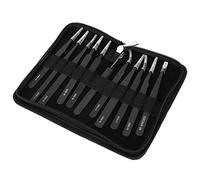 11Pcs High Hardness Stainless Steel Precise Tweezers Set, Anti-Static Magnetic Repair Tool with Portable Bag, Universal ESD Safe Kit for Electronics, Watchmaking, Jewellery and Soldering Maintenance
