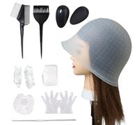 11Pcs Highlight Kit Silicone Highlight Cap Kit with Hair Coloring Brushes and Needle for Salon Silicone Hairdressing Tools for Women Men