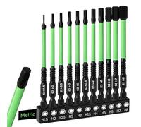 11PCS Impact Drill Allen Key Set, 100mm Hex Bit Set Magnetic Impact Driver Bits 1/4' Hexagon-Shank S2 Steel, H1.5-H8 Hex Head Allen Wrench Drill Bit, 100 mm Long with Storage Box