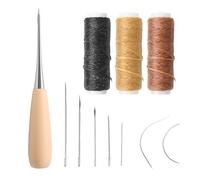 11Pcs Leather Repair Kit Including Waxed Thread Needle Drilling Awl Curved Needles and Thimble or Fabric Sewing Upholstery Tools for Sewing Supplies Fabric Sewing DIY Crafts