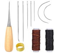 11Pcs Leather Repair Kit,Leather Sewing Tools Waxed Thread and Needles for Fabric Sewing Upholstery Tools for Sofas Carpet Furs Sewing,Thimble for DIY Sewing