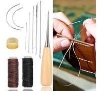 11PCS Leather Repair Kit Leather Sewing Tools Waxed Thread and Needles for Fabric Sewing Upholstery Tools Leather Sewing Kit for Sofas Carpet Furs Sewing