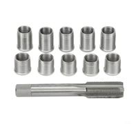 11pcs M10X1.25 Spark Repair Thread Hole Tool Set Stainless Steel Inserts High Speed Steel Tap Thread Restoration Engine Generator Mechanic Workshop DIY