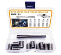 11pcs M10X1.25 Spark Thread Repair Tool with Galvanized Stainless Steel Inserts and Hardened Tap for Engine Repairs