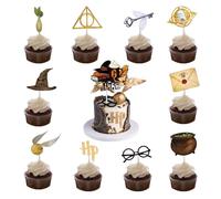11Pcs Magical Wizard Cake Toppers Wizard Birthday Cake Decorations Cupcake Toppers Happy Birthday Cake Toppers for Boys Children Kids Wizard Themed Birthday Party Supplies