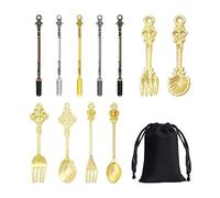 11PCS Metal Spatula with 1 Drawstring Pocket, Gold and Silver Spatula, Metal Medicine Spoon, Mini Metal Spatula, Small Silver Spatula for Food, Dessert